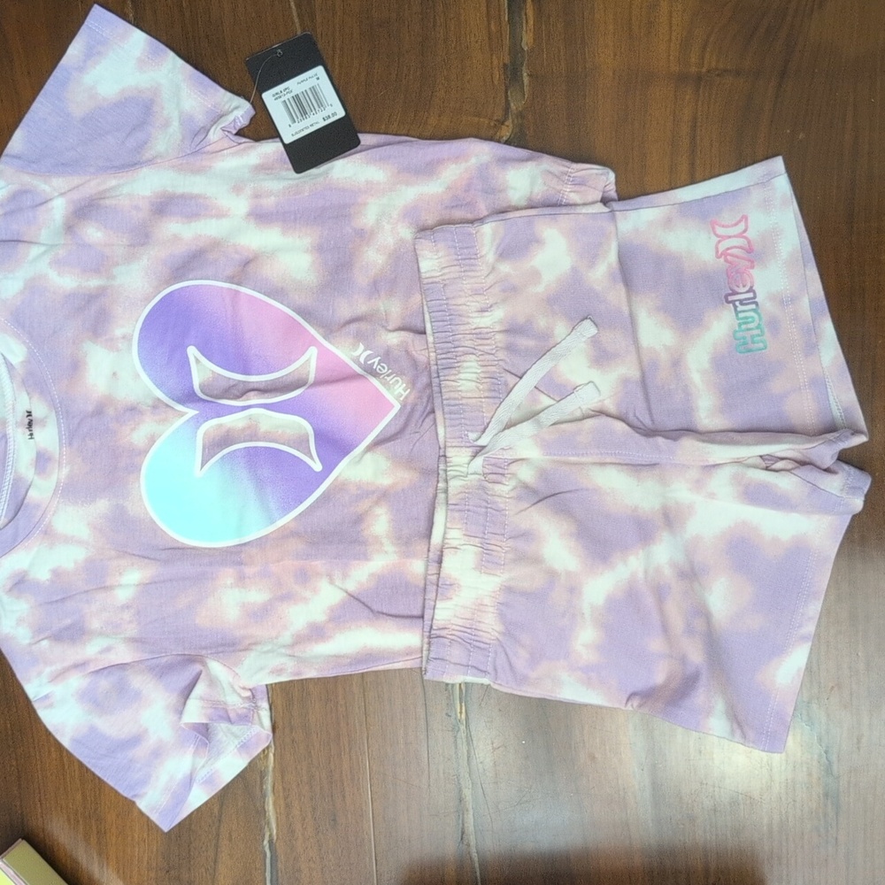 Hurley Kids Tie-Dye Set - Lavender Pink & White